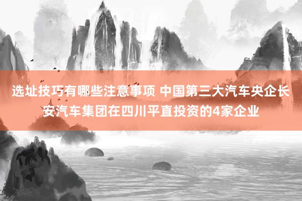 选址技巧有哪些注意事项 中国第三大汽车央企长安汽车集团在四川平直投资的4家企业