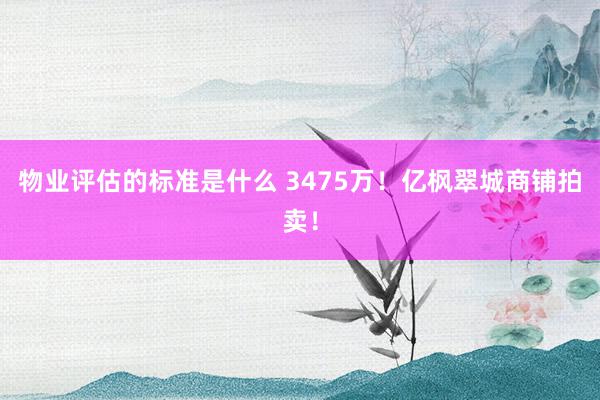 物业评估的标准是什么 3475万！亿枫翠城商铺拍卖！