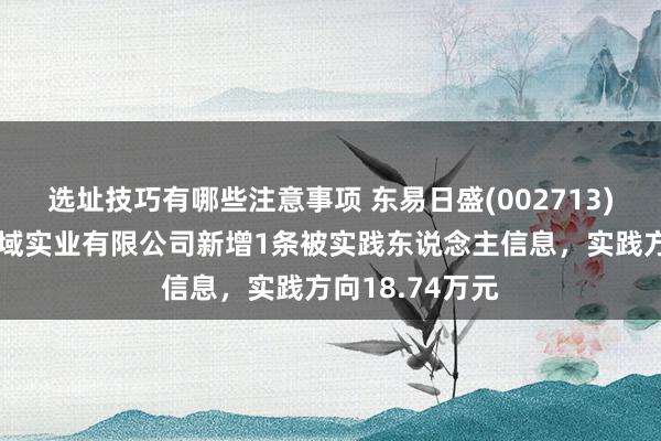 选址技巧有哪些注意事项 东易日盛(002713)控股的上海创域实业有限公司新增1条被实践东说念主信息，实践方向18.74万元