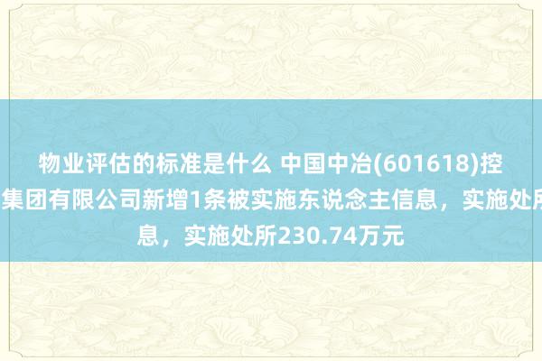 物业评估的标准是什么 中国中冶(601618)控股的中国三冶集团有限公司新增1条被实施东说念主信息，实施处所230.74万元