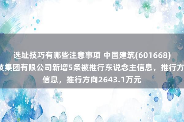 选址技巧有哪些注意事项 中国建筑(601668)控股的中建科技集团有限公司新增5条被推行东说念主信息，推行方向2643.1万元