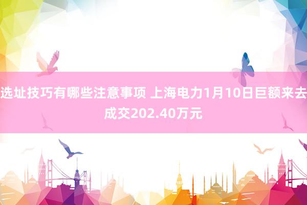 选址技巧有哪些注意事项 上海电力1月10日巨额来去成交202.40万元