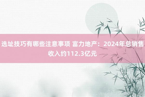 选址技巧有哪些注意事项 富力地产：2024年总销售收入约112.3亿元