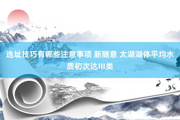 选址技巧有哪些注意事项 新随意 太湖湖体平均水质初次达Ⅲ类