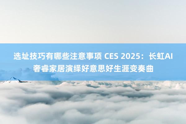 选址技巧有哪些注意事项 CES 2025：长虹AI奢睿家居演绎好意思好生涯变奏曲