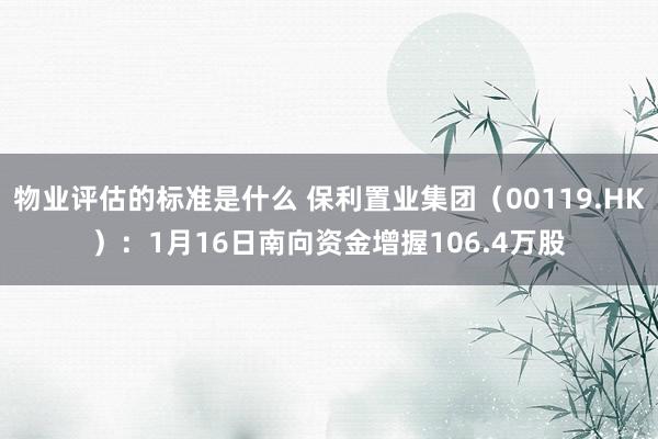 物业评估的标准是什么 保利置业集团（00119.HK）：1月16日南向资金增握106.4万股