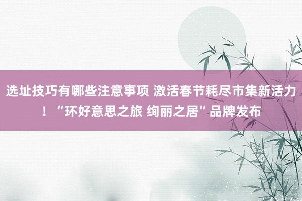 选址技巧有哪些注意事项 激活春节耗尽市集新活力！“环好意思之旅 绚丽之居”品牌发布