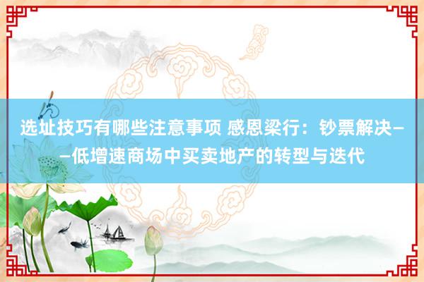 选址技巧有哪些注意事项 感恩梁行：钞票解决——低增速商场中买卖地产的转型与迭代