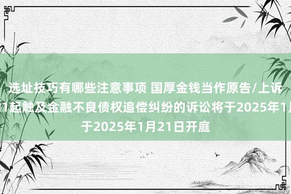 选址技巧有哪些注意事项 国厚金钱当作原告/上诉东说念主的1起触及金融不良债权追偿纠纷的诉讼将于2025年1月21日开庭