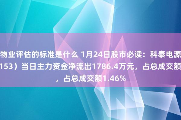 物业评估的标准是什么 1月24日股市必读：科泰电源（300153）当日主力资金净流出1786.4万元，占总成交额1.46%