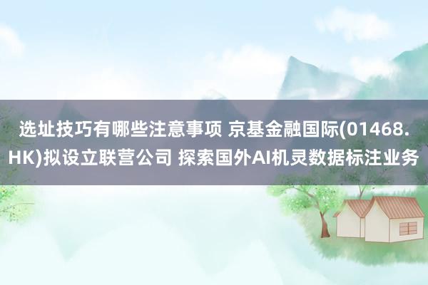 选址技巧有哪些注意事项 京基金融国际(01468.HK)拟设立联营公司 探索国外AI机灵数据标注业务