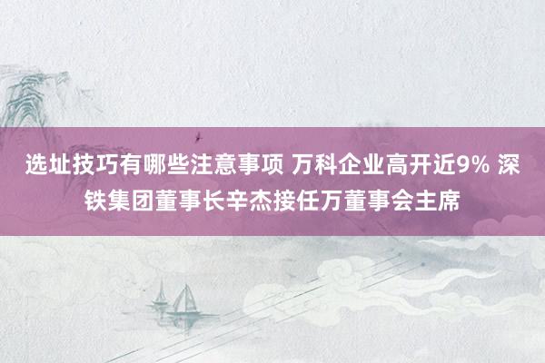 选址技巧有哪些注意事项 万科企业高开近9% 深铁集团董事长辛杰接任万董事会主席