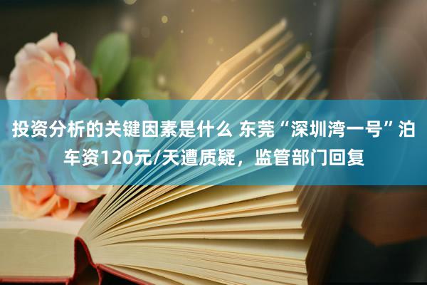 投资分析的关键因素是什么 东莞“深圳湾一号”泊车资120元/天遭质疑，监管部门回复