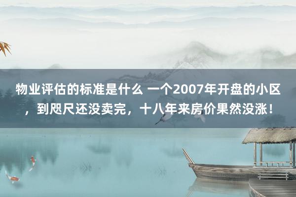 物业评估的标准是什么 一个2007年开盘的小区，到咫尺还没卖完，十八年来房价果然没涨！