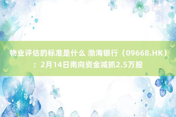 物业评估的标准是什么 渤海银行（09668.HK）：2月14日南向资金减抓2.5万股