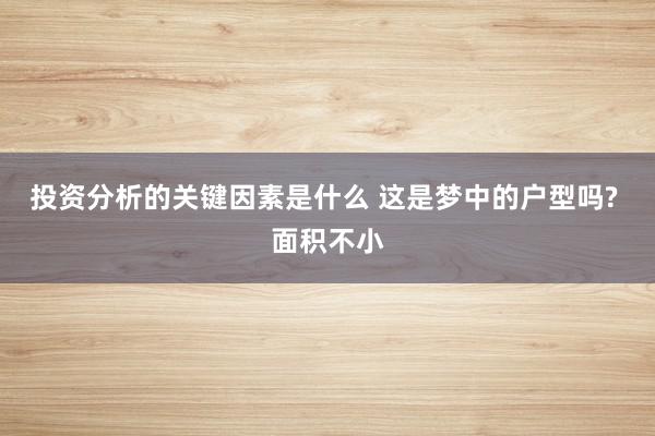 投资分析的关键因素是什么 这是梦中的户型吗? 面积不小