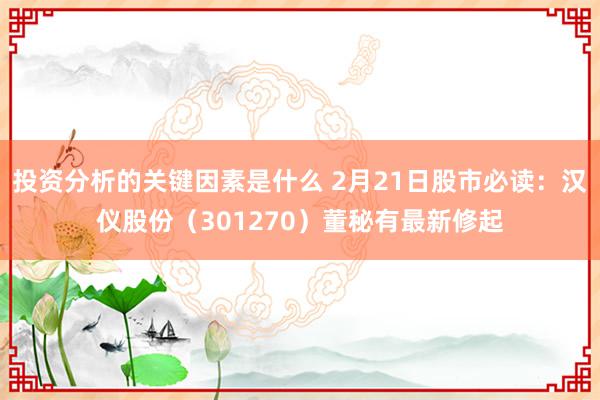 投资分析的关键因素是什么 2月21日股市必读：汉仪股份（301270）董秘有最新修起