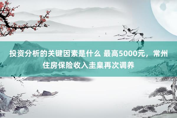 投资分析的关键因素是什么 最高5000元，常州住房保险收入圭臬再次调养