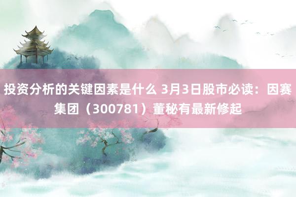 投资分析的关键因素是什么 3月3日股市必读：因赛集团（300781）董秘有最新修起