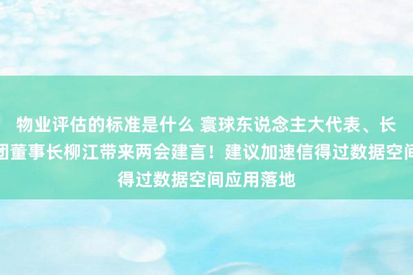 物业评估的标准是什么 寰球东说念主大代表、长虹控股集团董事长柳江带来两会建言！建议加速信得过数据空间应用落地