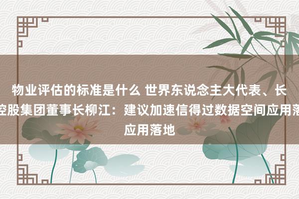 物业评估的标准是什么 世界东说念主大代表、长虹控股集团董事长柳江：建议加速信得过数据空间应用落地