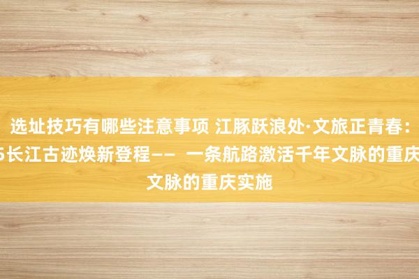 选址技巧有哪些注意事项 江豚跃浪处·文旅正青春：2025长江古迹焕新登程——  一条航路激活千年文脉的重庆实施